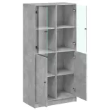 betonszürke szerelt fa magasszekrény ajtókkal 68x37x142 cm