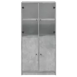 betonszürke szerelt fa magasszekrény ajtókkal 68x37x142 cm