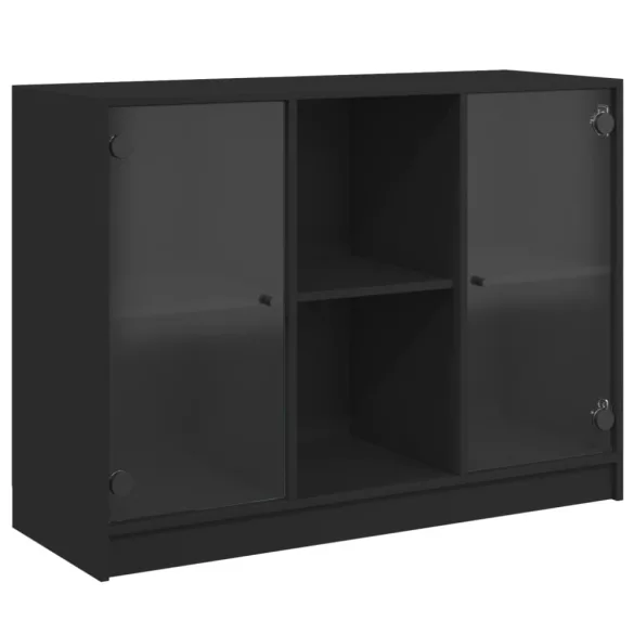 fekete szerelt fa tálalószekrény 102x37x75,5 cm