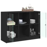 fekete szerelt fa tálalószekrény 102x37x75,5 cm