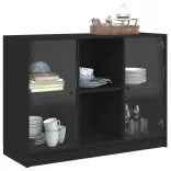 fekete szerelt fa tálalószekrény 102x37x75,5 cm