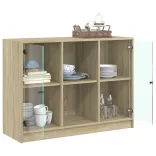 sonoma tölgy színű szerelt fa tálalóasztal 102x37x75,5 cm