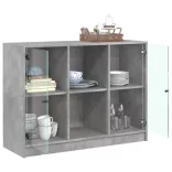 betonszürke szerelt fa tálalószekrény 102x37x75,5 cm