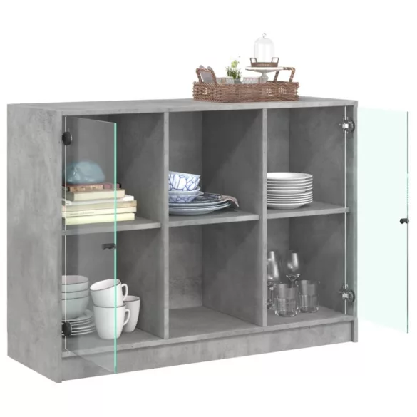 betonszürke szerelt fa tálalószekrény 102x37x75,5 cm