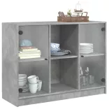 betonszürke szerelt fa tálalószekrény 102x37x75,5 cm