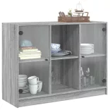 szürke sonoma színű szerelt fa tálalószekrény 102x37x75,5 cm