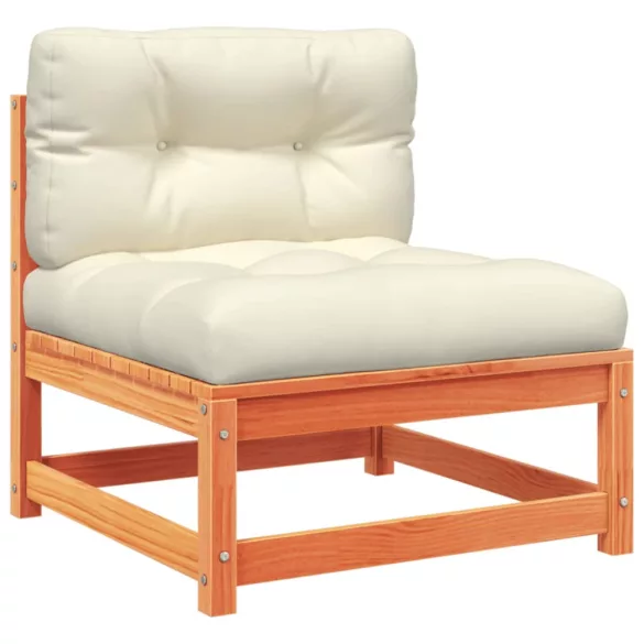 7 részes viaszbarna tömör fenyőfa kerti ülőgarnitúra párnákkal