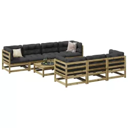 8 részes impregnált fenyőfa kerti kanapészett