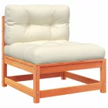 8 részes viaszbarna tömör fenyőfa kerti ülőgarnitúra párnákkal