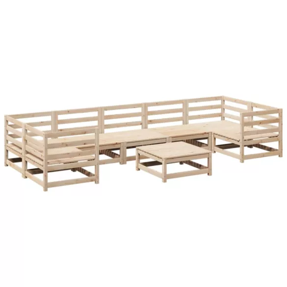 8 részes tömör fenyőfa kerti kanapészett