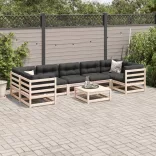 8 részes tömör fenyőfa kerti kanapészett