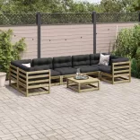 8 részes impregnált fenyőfa kerti kanapészett