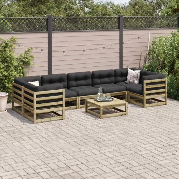 8 részes impregnált fenyőfa kerti kanapészett