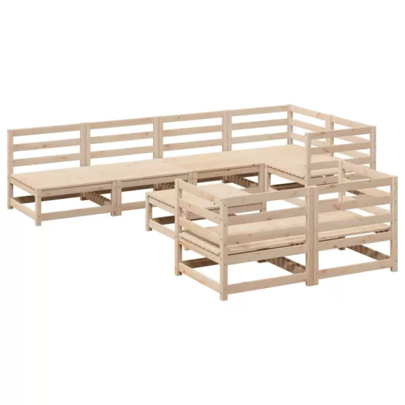 8 részes tömör fenyőfa kerti kanapészett