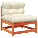 8 részes viaszbarna tömör fenyőfa kerti ülőgarnitúra párnákkal