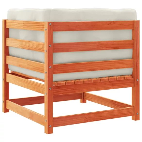 8 részes viaszbarna tömör fenyőfa kerti ülőgarnitúra párnákkal