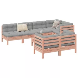   8 részes tömör duglászfenyő kerti kanapészett párnákkal