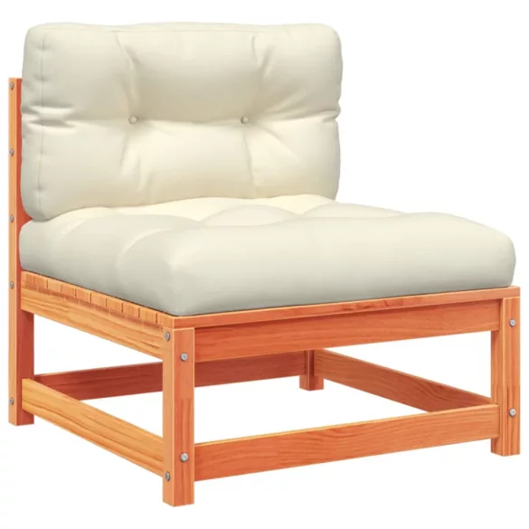 8 részes viaszbarna tömör fenyőfa kerti ülőgarnitúra párnákkal