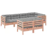 7 részes tömör duglászfenyő kerti társalgószett párnával