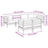 7 részes tömör duglászfenyő kerti társalgószett párnával