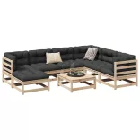 8 részes tömör fenyőfa kerti kanapészett