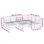 8 részes tömör fenyőfa kerti kanapészett