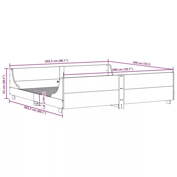 fehér tömör fenyőfa ágy matrac nélkül 200 x 200 cm
