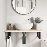 acél és tömör tölgyfa falra szerelhető mosdópolc