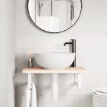 acél és tömör tölgyfa falra szerelhető mosdópolc