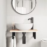 acél és tömör tölgyfa falra szerelhető mosdópolc