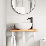 acél és tömör tölgyfa falra szerelhető mosdópolc