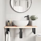 acél és tömör bükkfa falra szerelhető mosdópolc