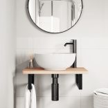 acél és tömör bükkfa falra szerelhető mosdópolc