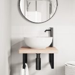 acél és tömör tölgyfa falra szerelhető mosdópolc