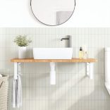 acél és tömör tölgyfa falra szerelhető mosdópolc