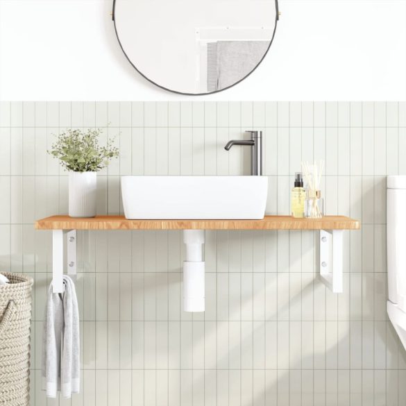 acél és tömör tölgyfa falra szerelhető mosdópolc