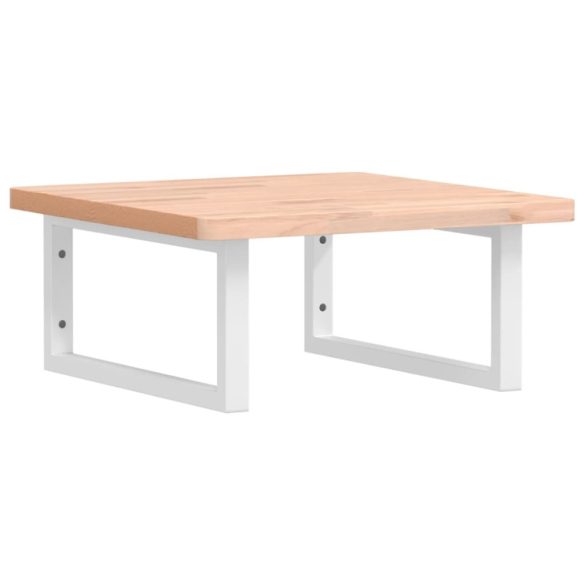 acél és tömör bükkfa falra szerelhető mosdópolc