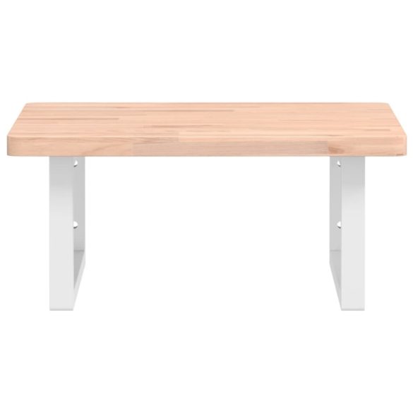 acél és tömör bükkfa falra szerelhető mosdópolc