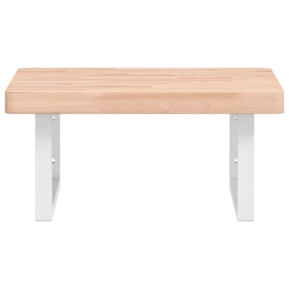 acél és tömör bükkfa falra szerelhető mosdópolc