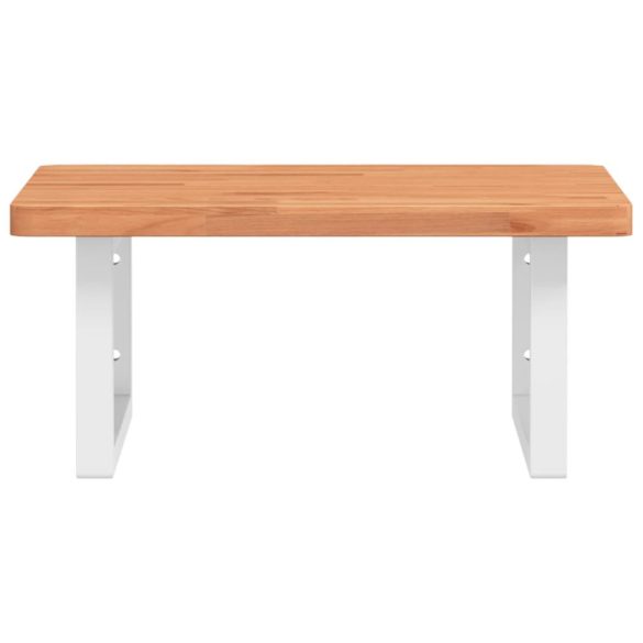 acél és tömör bükkfa falra szerelhető mosdópolc