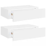 2 db fehér MDF falra szerelhető fiókos polc 40 x 23,5 x 10 cm