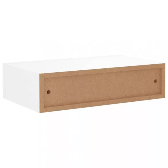 2 db fehér MDF falra szerelhető fiókos polc 40 x 23,5 x 10 cm