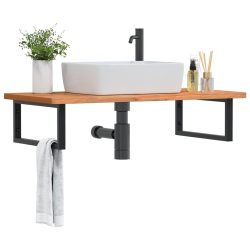 acél és tömör bükkfa falra szerelhető mosdópolc