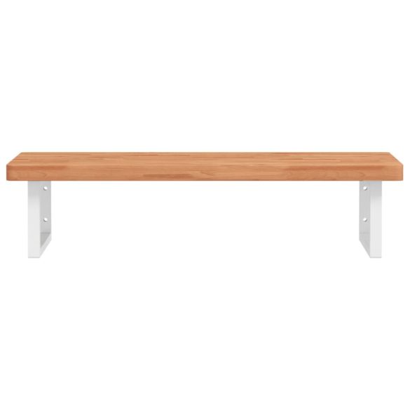 acél és tömör bükkfa falra szerelhető mosdópolc