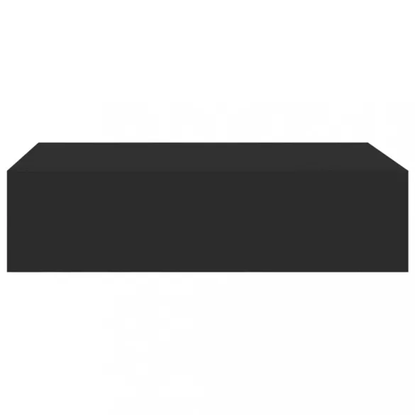 2 db fekete MDF falra szerelhető fiókos polc 40 x 23,5 x 10 cm