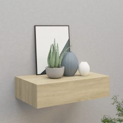   tölgyszínű MDF falra szerelhető fiókos polc 40 x 23,5 x 10 cm