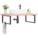 acél és tömör tölgyfa falra szerelhető mosdópolc