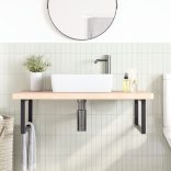 acél és tömör tölgyfa falra szerelhető mosdópolc