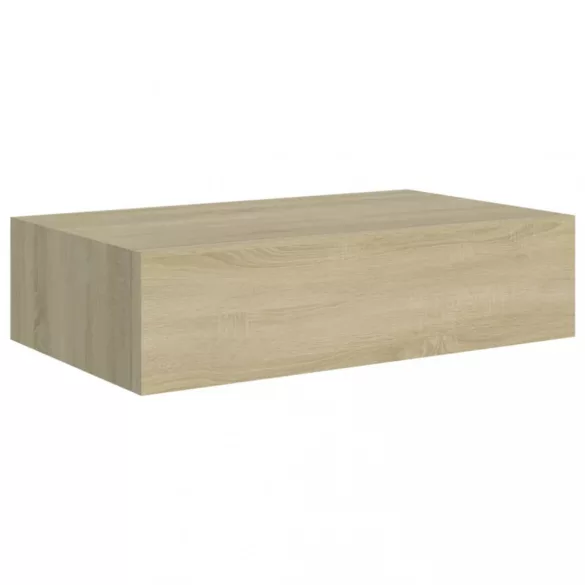 tölgyszínű MDF falra szerelhető fiókos polc 40 x 23,5 x 10 cm