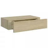 2 db tölgyszínű MDF falra szerelhető fiókos polc 40x23,5x10 cm